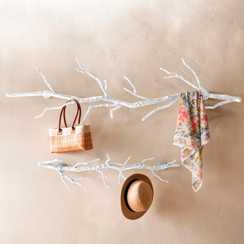 Recycled Metal Branch Wall Rack, 5' - White